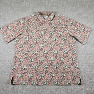 Vtg Reyn Spooner Floral Hawaiian Reverse Print Pocket Pullover Shirt Mens XL